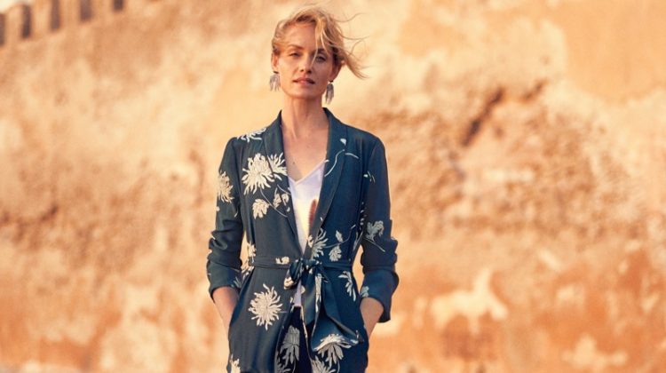 Amber Valletta suits up in Anthropologie’s September 2017 catalog