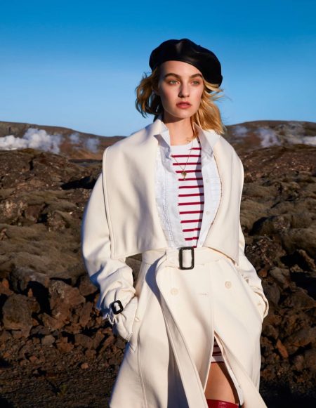 Maartje Verhoef Embraces Red & White Fashions for Harper's Bazaar