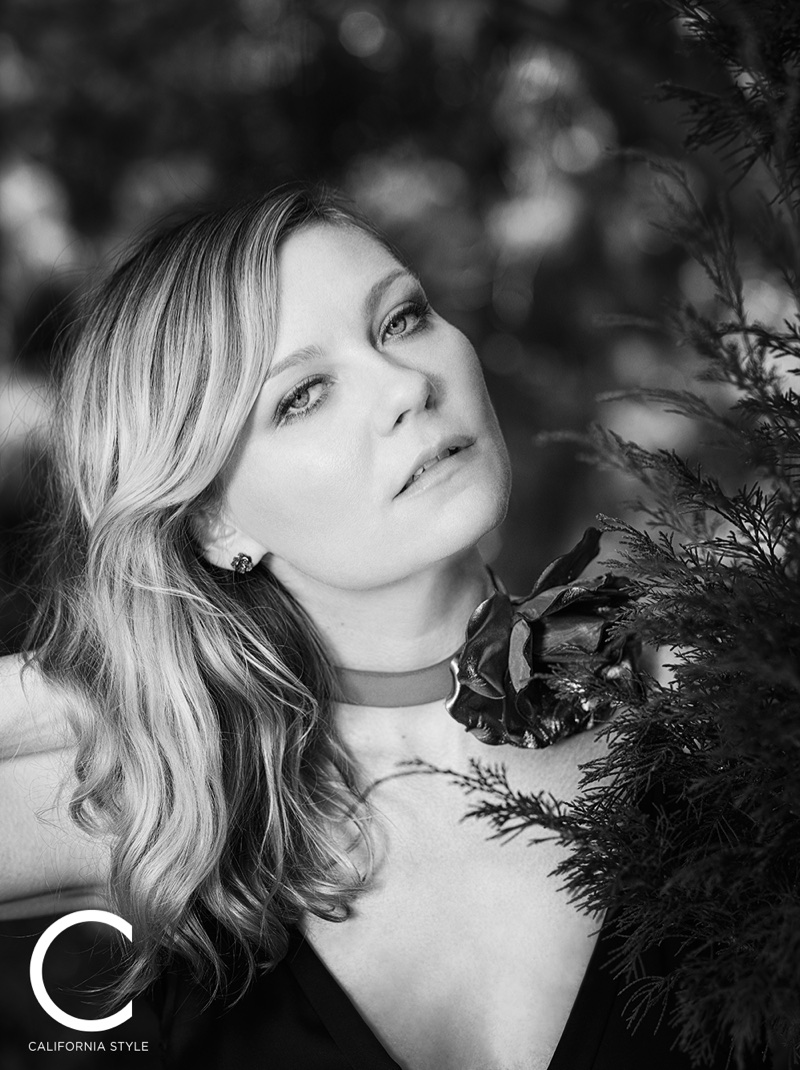 Kirsten Dunst wears Saint Laurent dress and choker