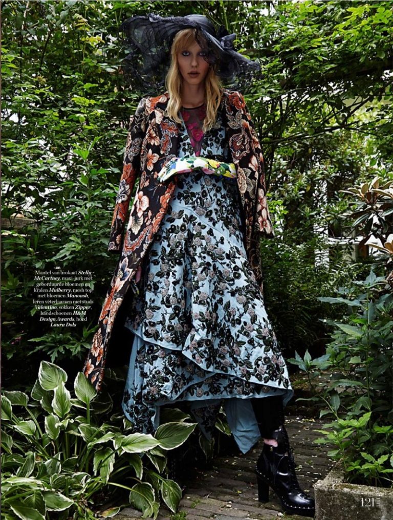 Merel van Mierlo Models Floral Fashions in ELLE Netherlands