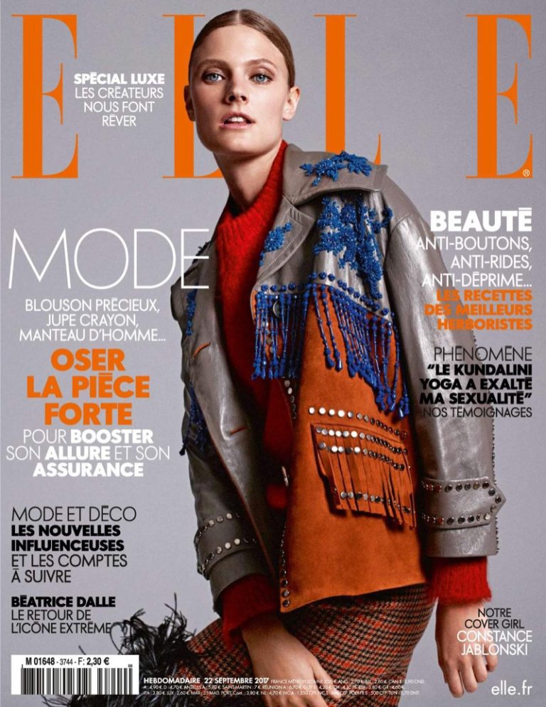 Constance Jablonski Poses in Chic Autumn Styles for ELLE France