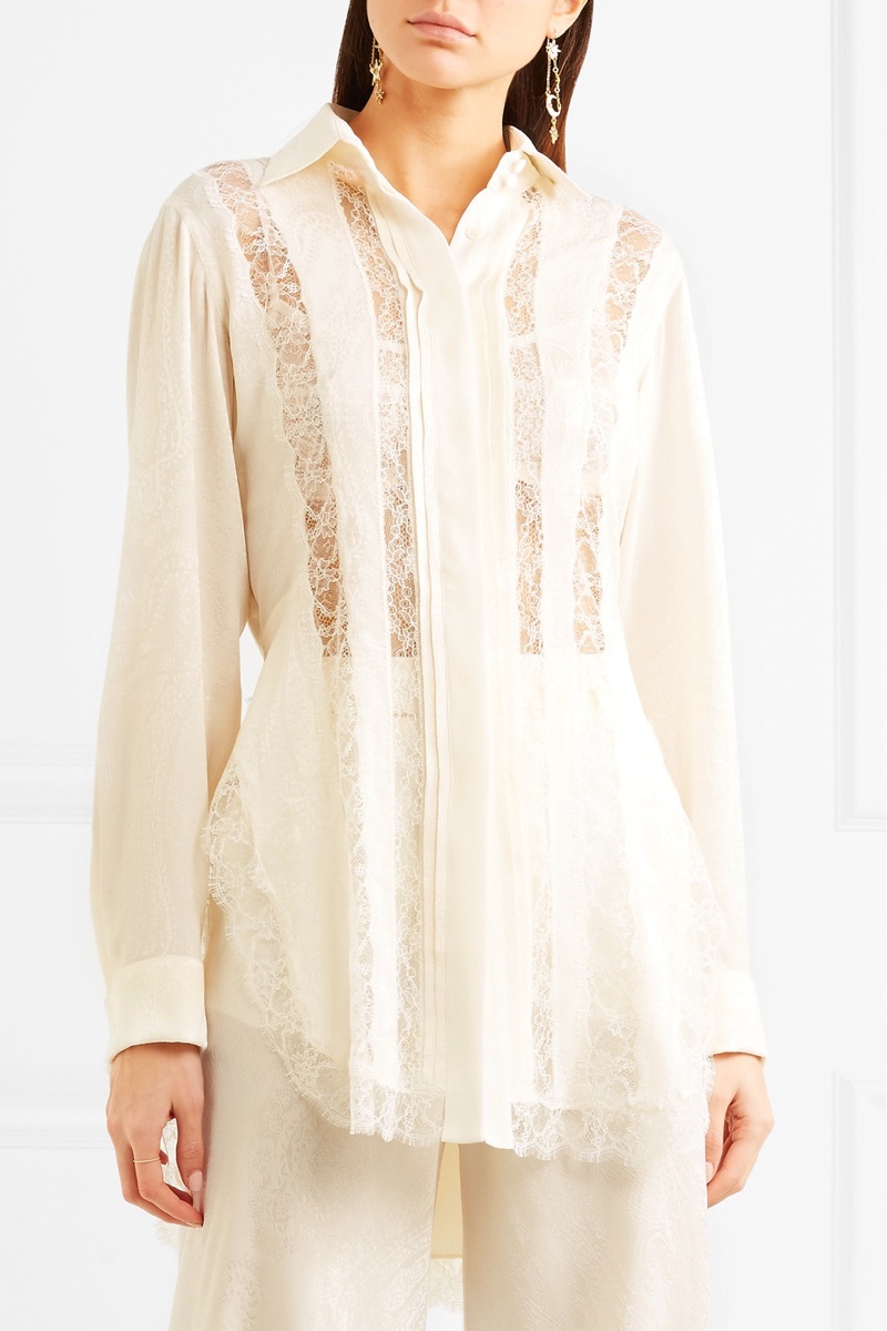 Etro Lace-Paneled Silk-Jacquard Shirt $2,420