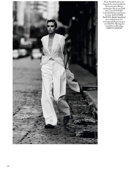 Stella Maxwell Models Delicate & Masculine Styles for Harper's Bazaar ...