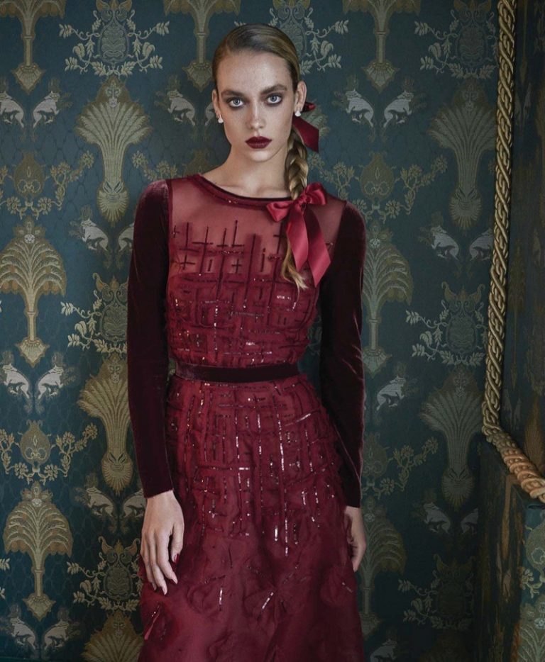 Hannah Ferguson | Red Fashion Editorial | Harper's Bazaar