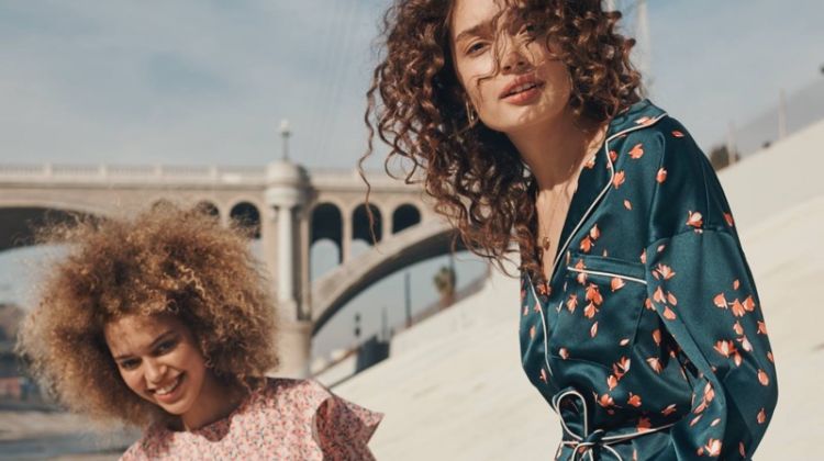 (Left) H&M Patterned Flounced Dress (Right) H&M Wide-Cut Satin Blouse and Wide-Cut Satin Pants