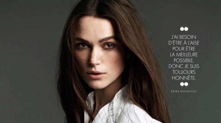 Keira Knightley poses in Chanel top and pants with Chanel jewelry