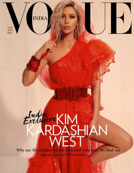 Kim Kardashian Red Fashion Shoot Vogue India Cover