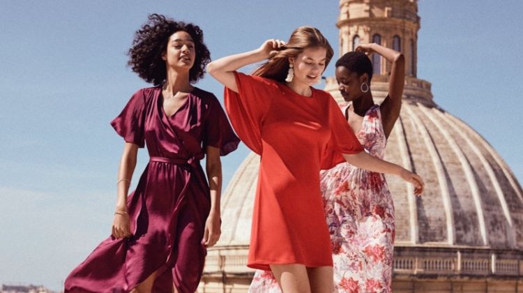 (Left) H&M Wrap Dress (Middle) H&M Red Dress (Right) H&M Floral Print V-Neck Dress