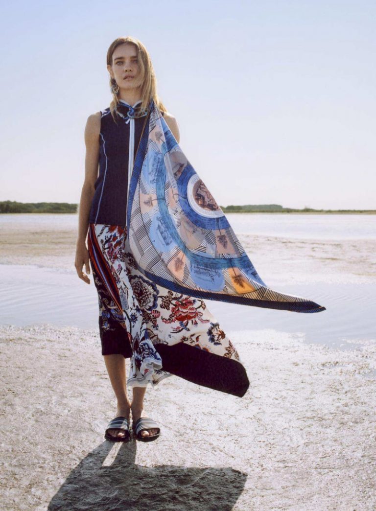 Natalia Vodianova | Vogue US | Printed Scarves Editorial