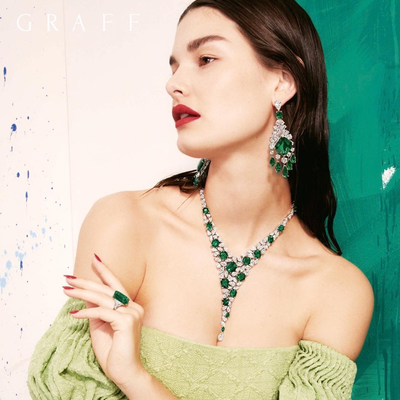 Ophelie Guillermand appears in Graff Diamonds Work of Art 2018 campaign