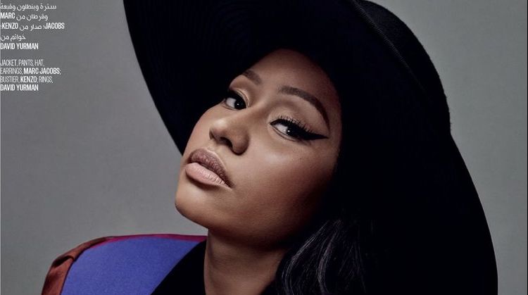 Wearing Marc Jacobs jacket and hat, Nicki Minaj looks ready for her closeup