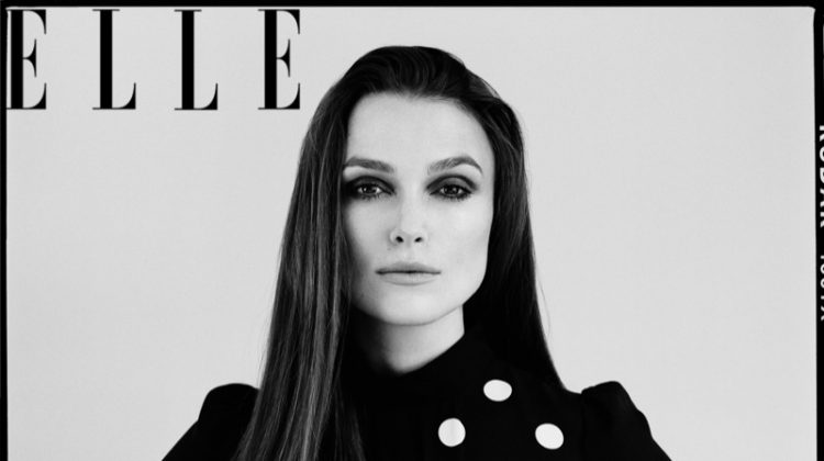 Keira Knightley strikes a pose in this black and white photograph