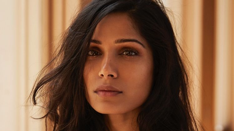 Ready for her closeup, Freida Pinto wears a wavy hairstyle