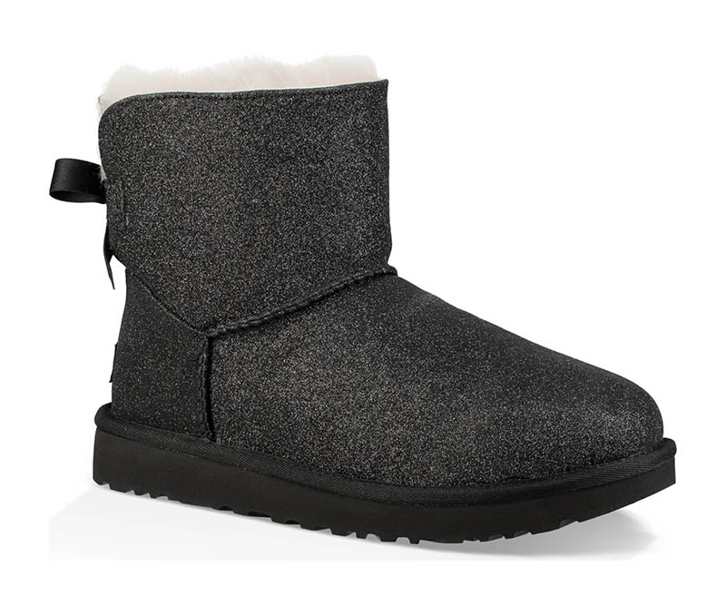 black glitter uggs with bows