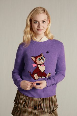 Miu Miu Little Cats Sweaters Elle Fanning