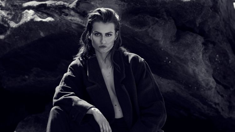 Ralph Lauren Black Coat and Wrangler Black Trousers. Photo: Milos Mlynarik