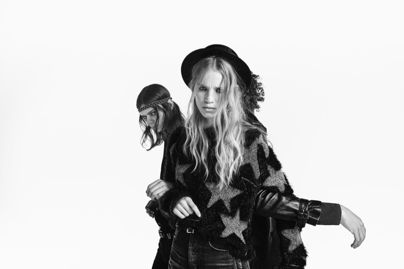 Rebecca Leigh Longendyke and Rai Langlois star in Saint Laurent Denim campaign