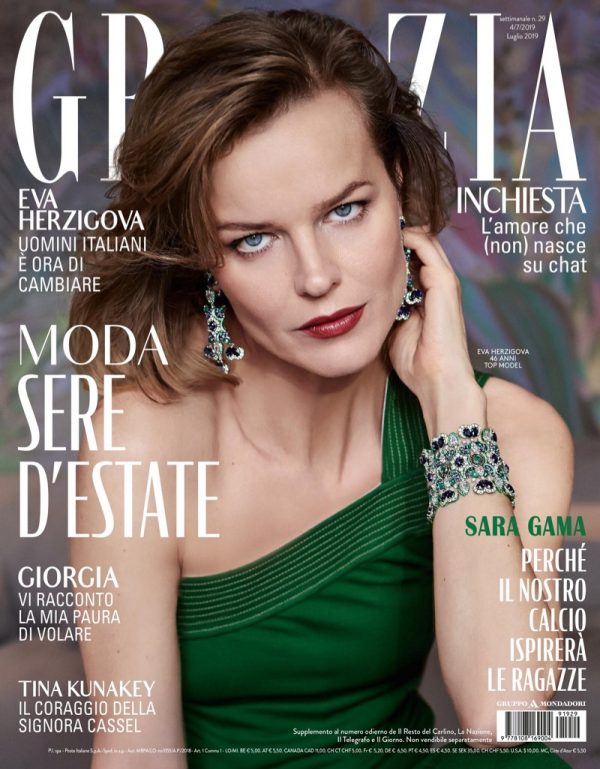 Eva Herzigova Grazia Italy 2019 Chopard Jewelry Fashion Editorial