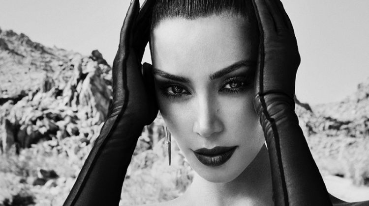 Ready for her closeup, Kim Kardashian poses in black and white