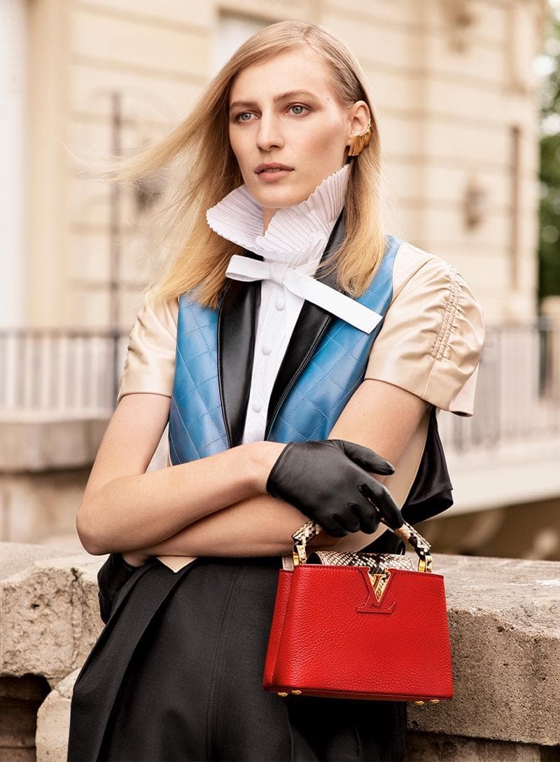 Julia Nobis Poses With Louis Vuitton Capucines Bag for Fall '19