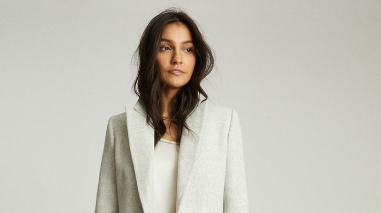 Reiss Evie Blend Mid Length Overcoat in Pale Grey $620