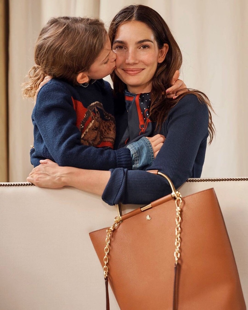 Lily Aldridge and her daughter front Lauren Ralph Lauren fall 2019 campaign