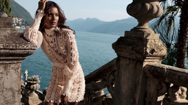 Model Liya Kebede wears lace in Zimmermann resort 2020 campaign