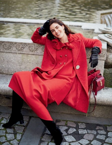 Hilary Rhoda ELLE Italy 2019 Cover Red Outfit Fashion Editorial