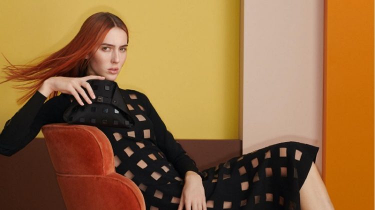 Model Teddy Quinlivan appears in Akris spring-summer 2020 campaign.