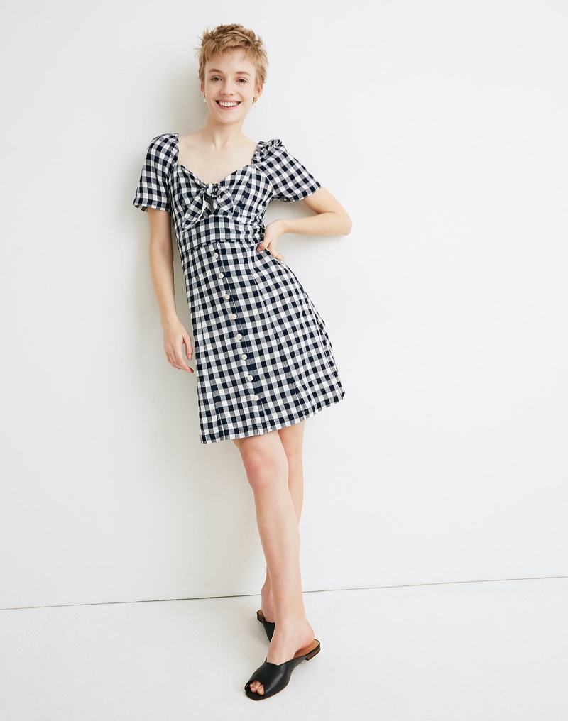 Madewell Gingham Tie-Front Swing Dress $89.50