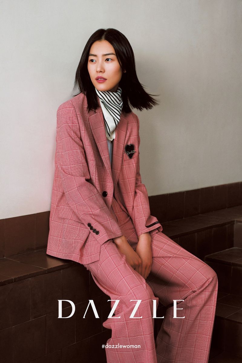 Suiting up, Liu Wen fronts Dazzle fall-winter 2020 campaign.