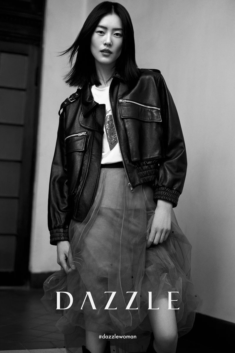 Rocking leather, Liu Wen appears in Dazzle fall-winter 2020 campaign.