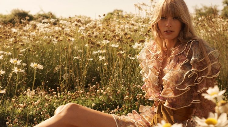 Zimmermann features Lucky tiered mini dress in fall 2020 campaign.