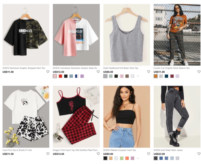 cheap clothes websites like shein