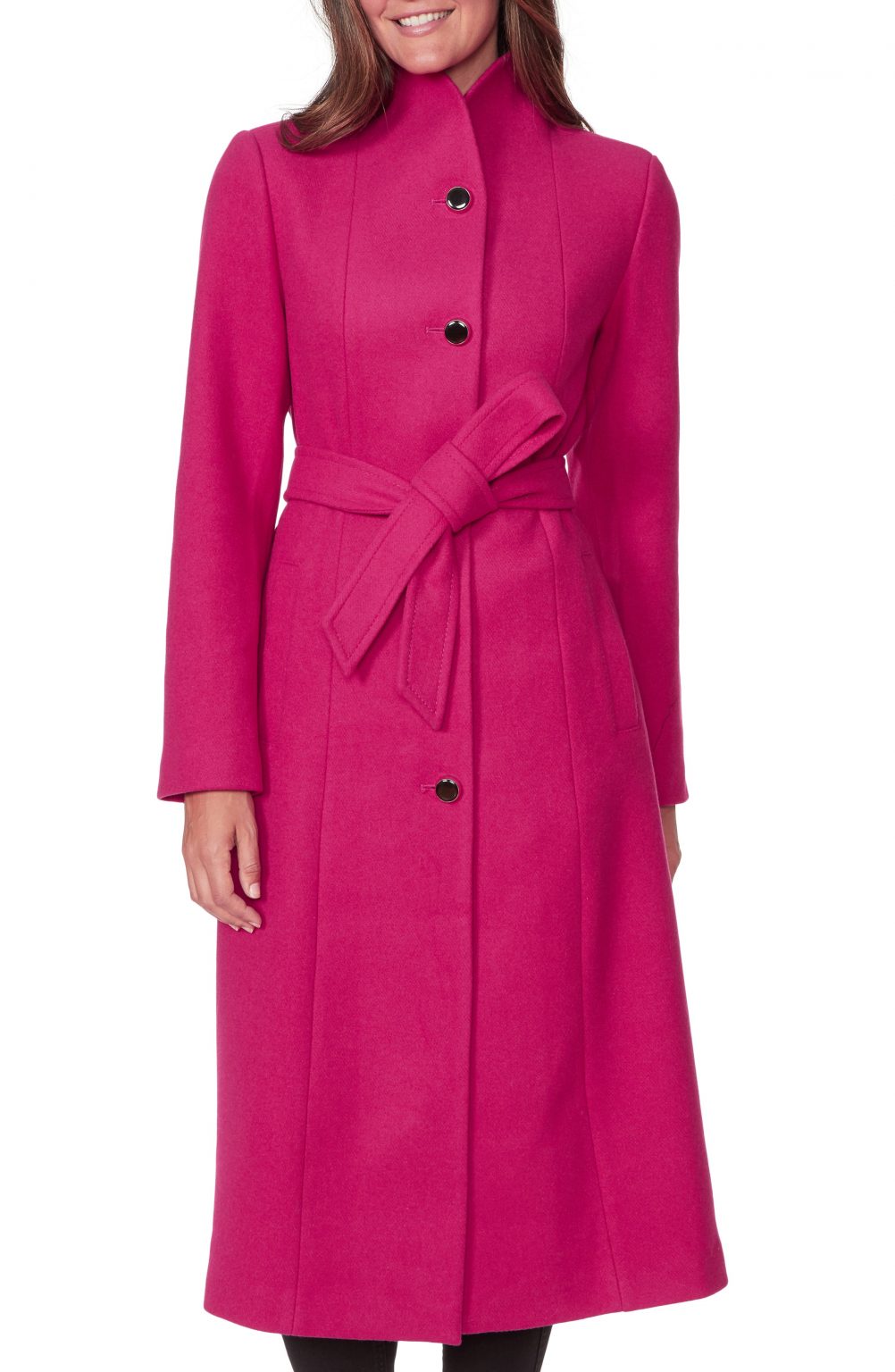 Women’s Kate Spade New York Belted Wool Blend Coat, Size Medium Pink