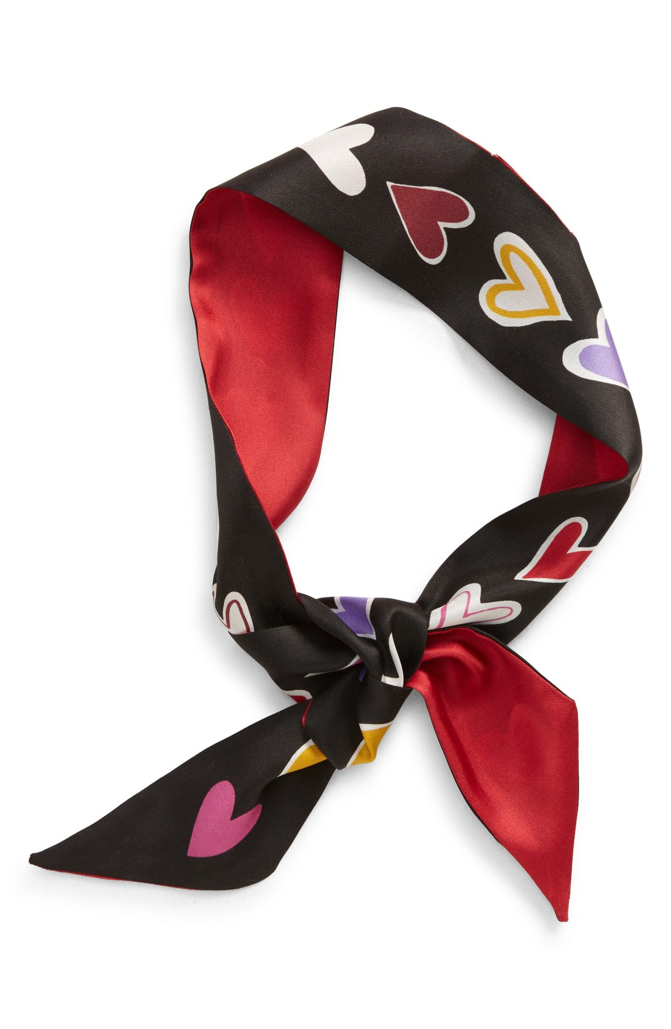 Women’s Kate Spade New York Dancing Hearts Reversible Silk Skinny Scarf ...