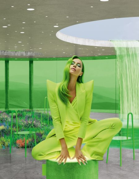 Irina Shayk Vogue Russia 2021 Cover Green Fashion Editorial