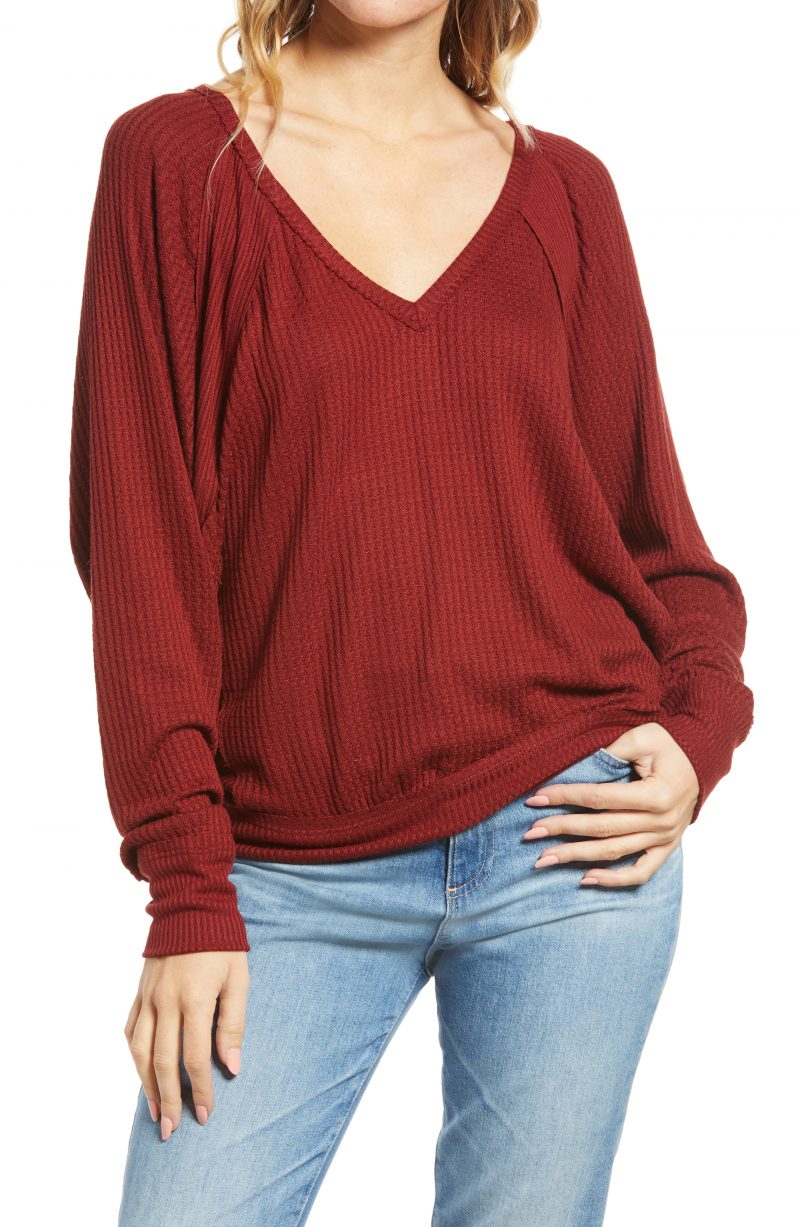 Women’s Free People Santa Clara Thermal Top, Size X-Small - Red