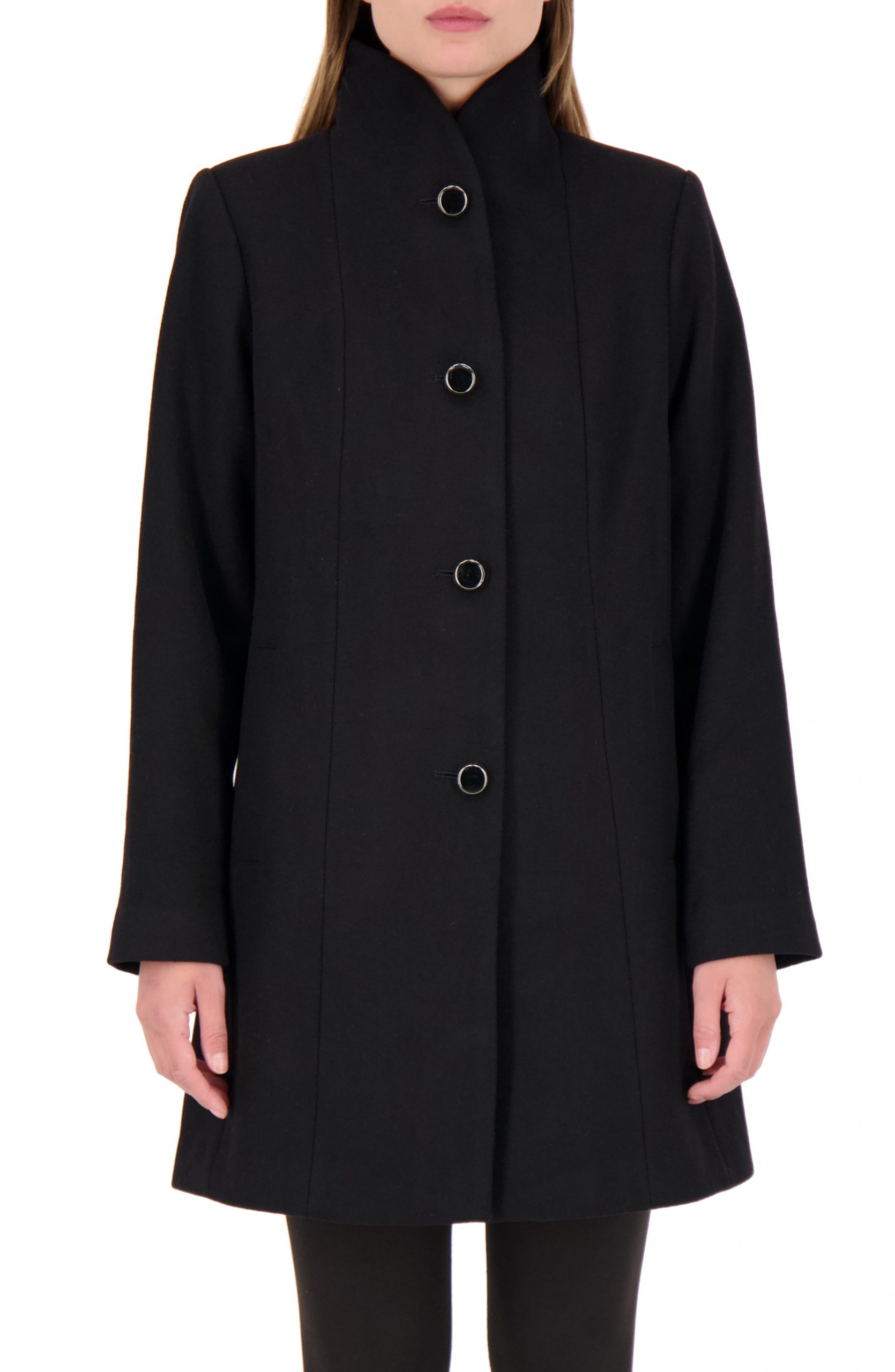 Women’s Kate Spade New York Wool Blend Twill Coat, Size X-Small - Black ...