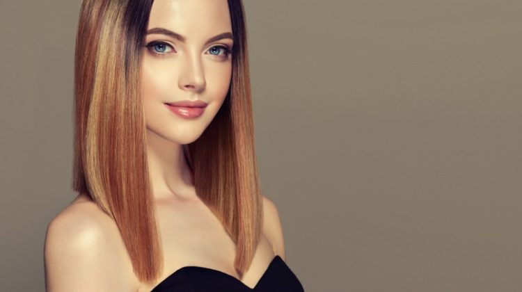 Model Sleek Straight Shoulder Length Hair Multi Colored