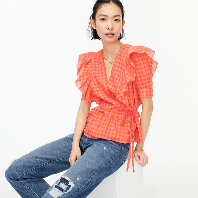 A Classic Buy: J.Crew Long Sleeve Ruffle Neck Top Review - C'est Bien by  Heather Bien