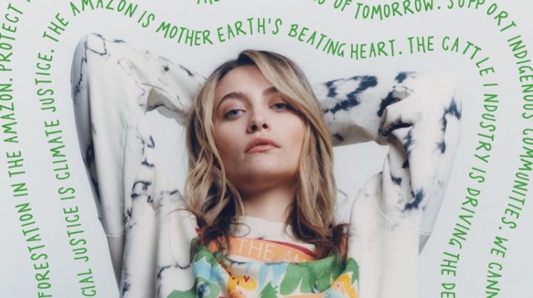 Actress Paris Jackson wears limited-edition Stella McCartney x Greenpeace collection.