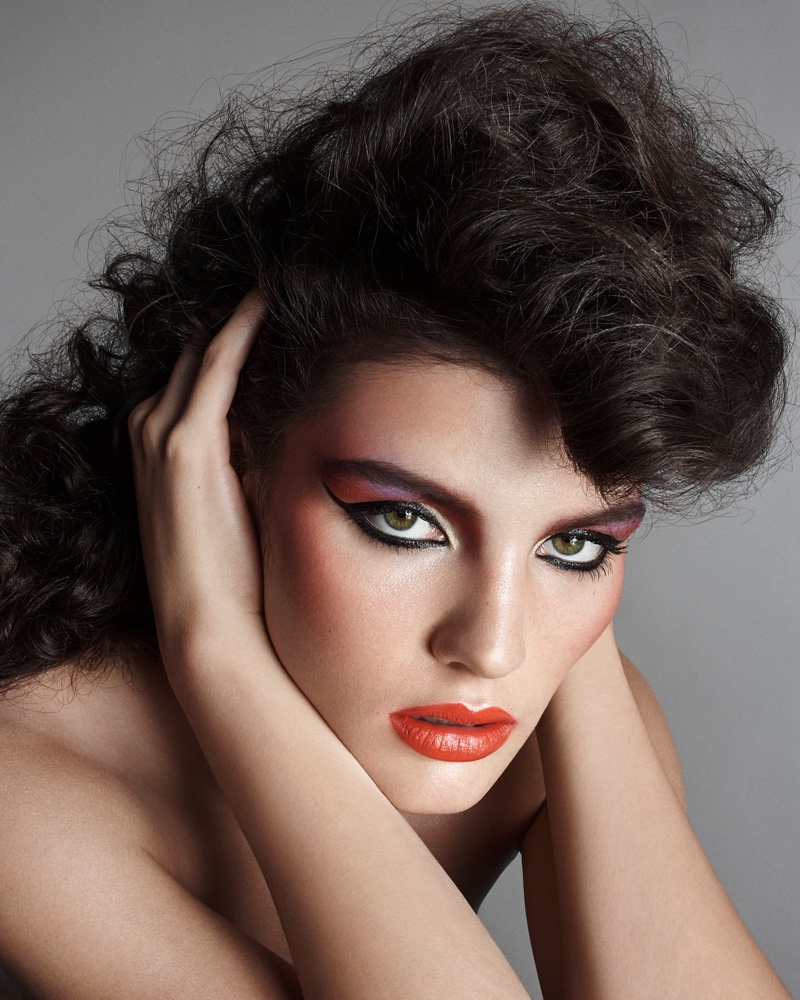 Lola Nicon models dramatic shades for Zara Beauty campaign.