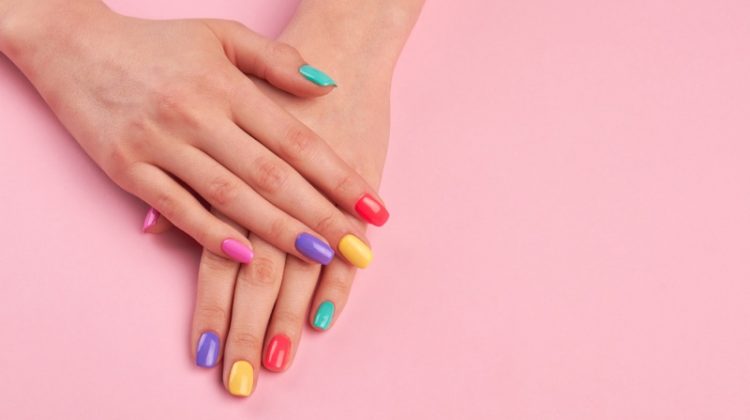 Multicolored Pastel Nails Manicure Hands