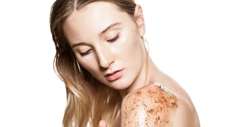 Blonde Model Body Scrub Shoulder