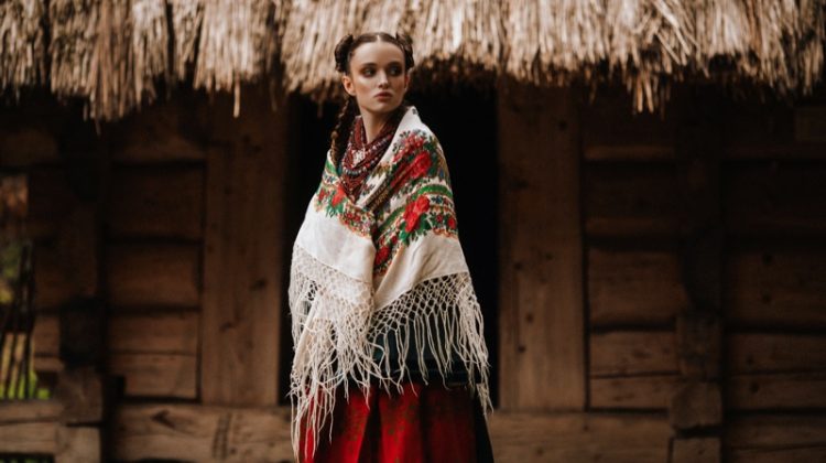 Fashion Model Traditional Ukrainian Dress Outfit