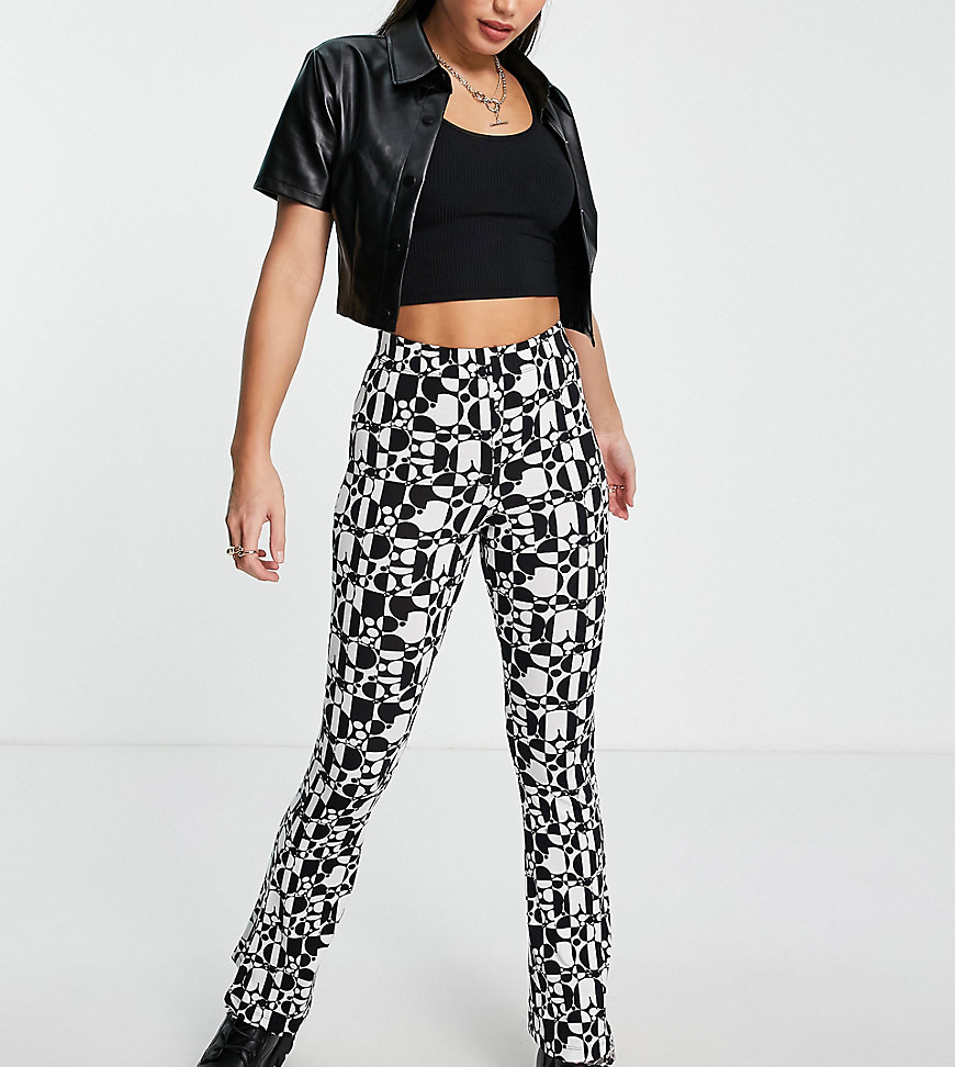 Topshop Tall retro checkerboard flared pant in black & white | Fashion ...