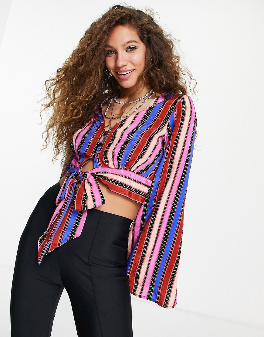 Topshop knot front blouse in multi | Fashion Gone Rogue