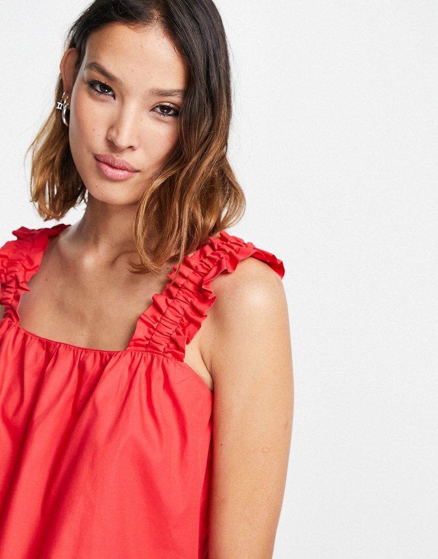 Topshop poplin trapeze top in red | Fashion Gone Rogue