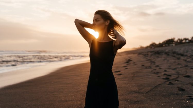 Model Beach Black Minimal Dress